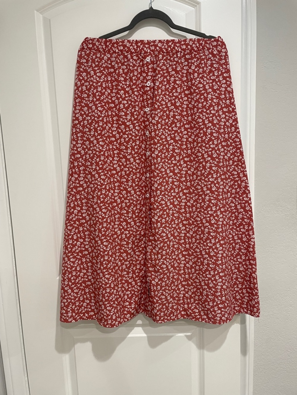 SHEIN  Floral Button-Front A-Line Midi Skirt